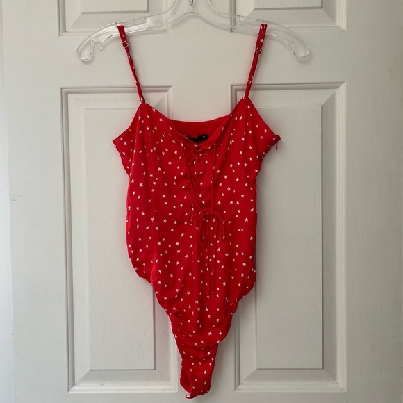 NWT ZARA Red Star Lace-Up Bodysuit S - Picture 6 of 14